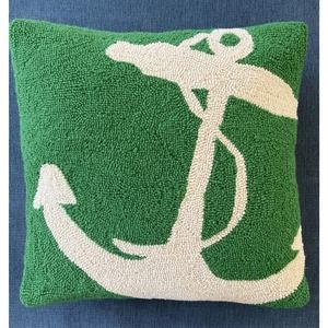 Crochet Anchor Pillow Wool High Quali 18”x 18” Green Ocean Room Decor